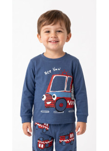 TRAX boys’ indigo pyjama set with fire vehicle print