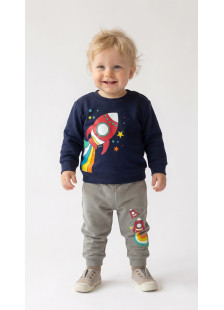 TRAX baby boys’ navy top and trousers set with rocket print