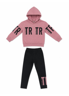 TRAX girls’ dusty rose hooded top and leggings set with logo print