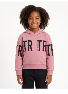 TRAX girls’ dusty rose hooded top and leggings set with logo print