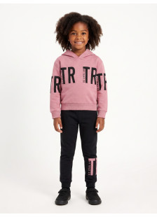 TRAX girls’ dusty rose hooded top and leggings set with logo print