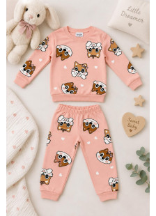 Pink TRAX baby girls’ pyjamas with animal and heart design