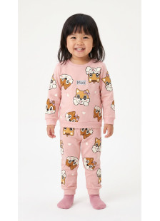 Pink TRAX baby girls’ pyjamas with animal and heart design