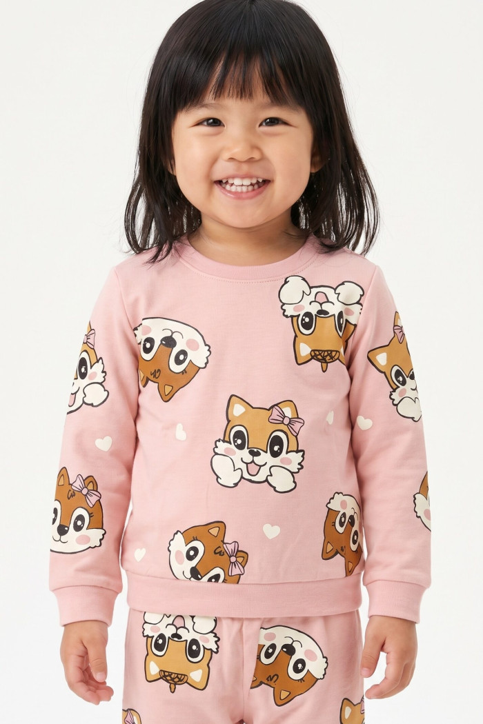 Pink TRAX baby girls’ pyjamas with animal and heart design