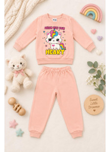 Pink TRAX baby girls’ pyjamas with unicorn cat print