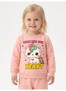 Pink TRAX baby girls’ pyjamas with unicorn cat print