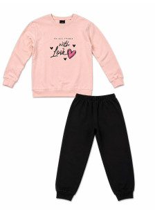 TRAX women’s pink and black pyjama set with heart print