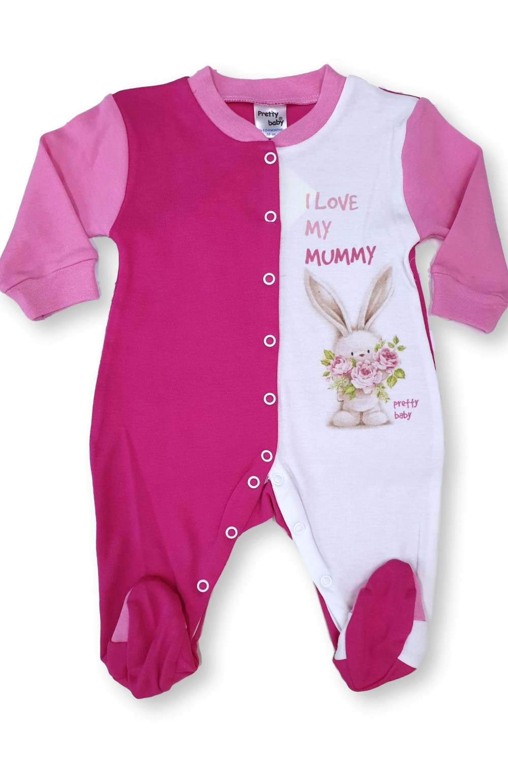 Zweifarbiger Pretty Baby Mädchen-Strampler mit I Love my Mummy-Print