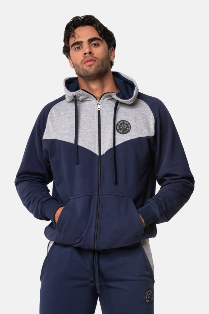 BODY MOVE Men's Navy Hooded Sweatshirt Jacket 1164