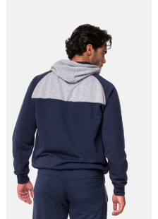BODY MOVE men's navy two-tone hooded sweatshirt jacket