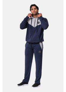 BODY MOVE men's navy two-tone hooded sweatshirt jacket