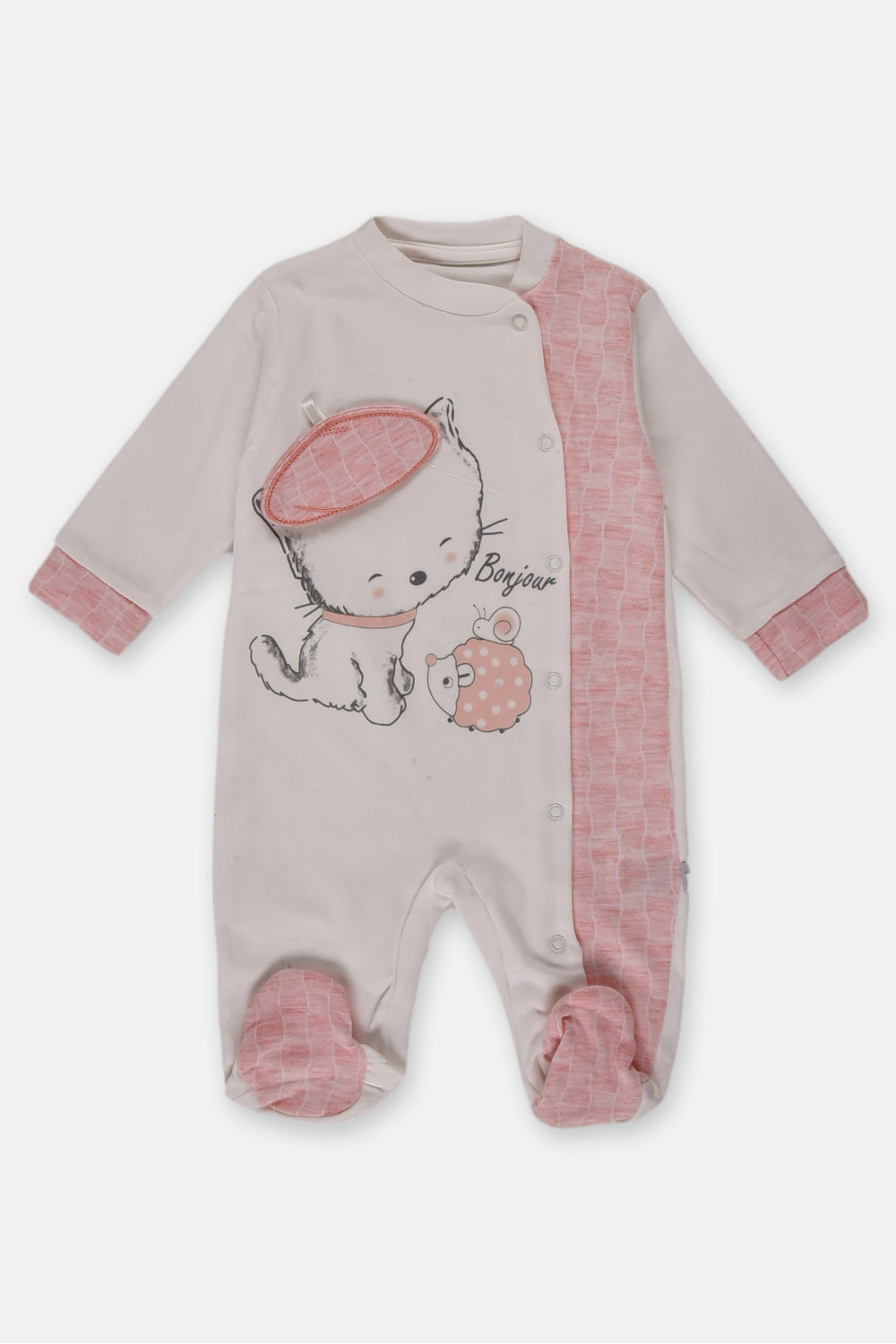 BABYBAL Bonjour Baby-Strampler in Rosa mit Print