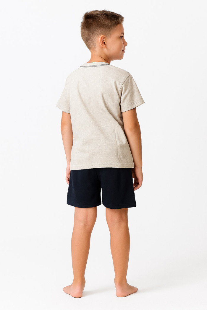 GALAXY boys' summer pyjamas with light blue top and dark blue Bermuda shorts