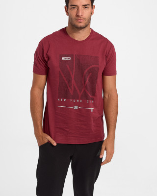 JHK Men's New York T-Shirt Burgundy 22-150-7