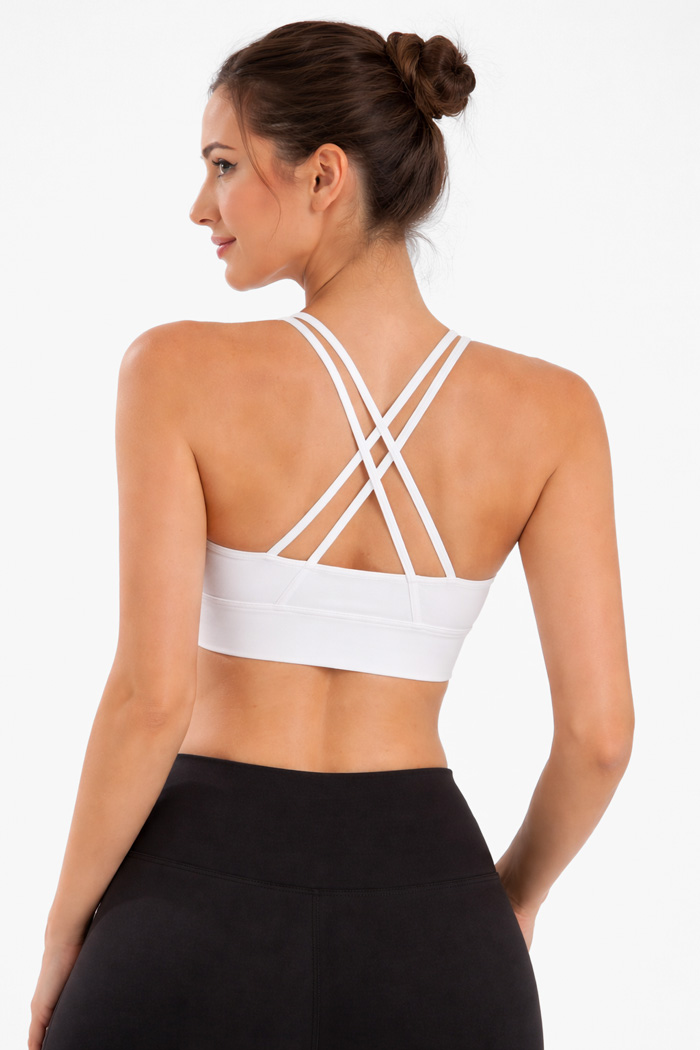 Nuvoletta sports bra with criss-cross back straps