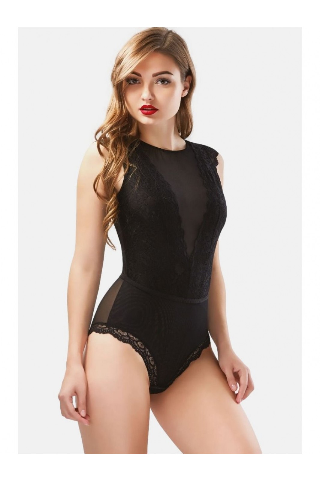 Short-sleeved Bodysuit NORDDIVA BLACK LACE with Lace