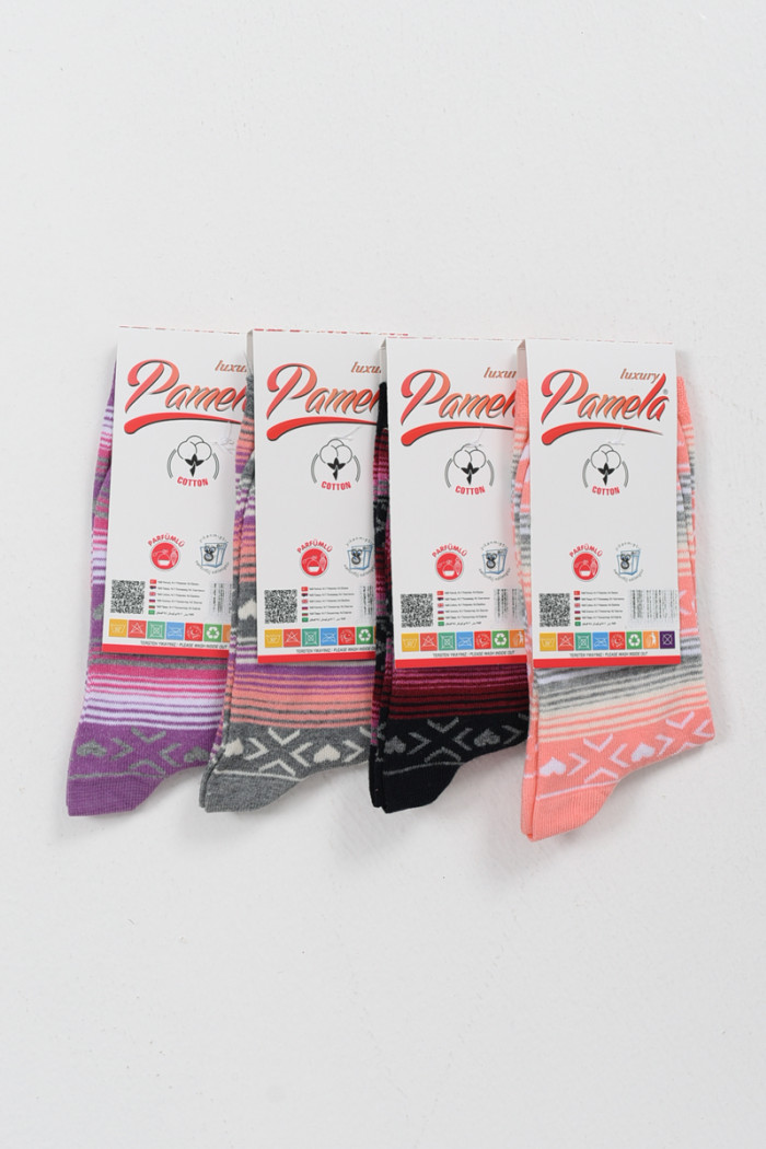 Pamela women's patterned medium-weight socks, 4-pack, model 17-008-2