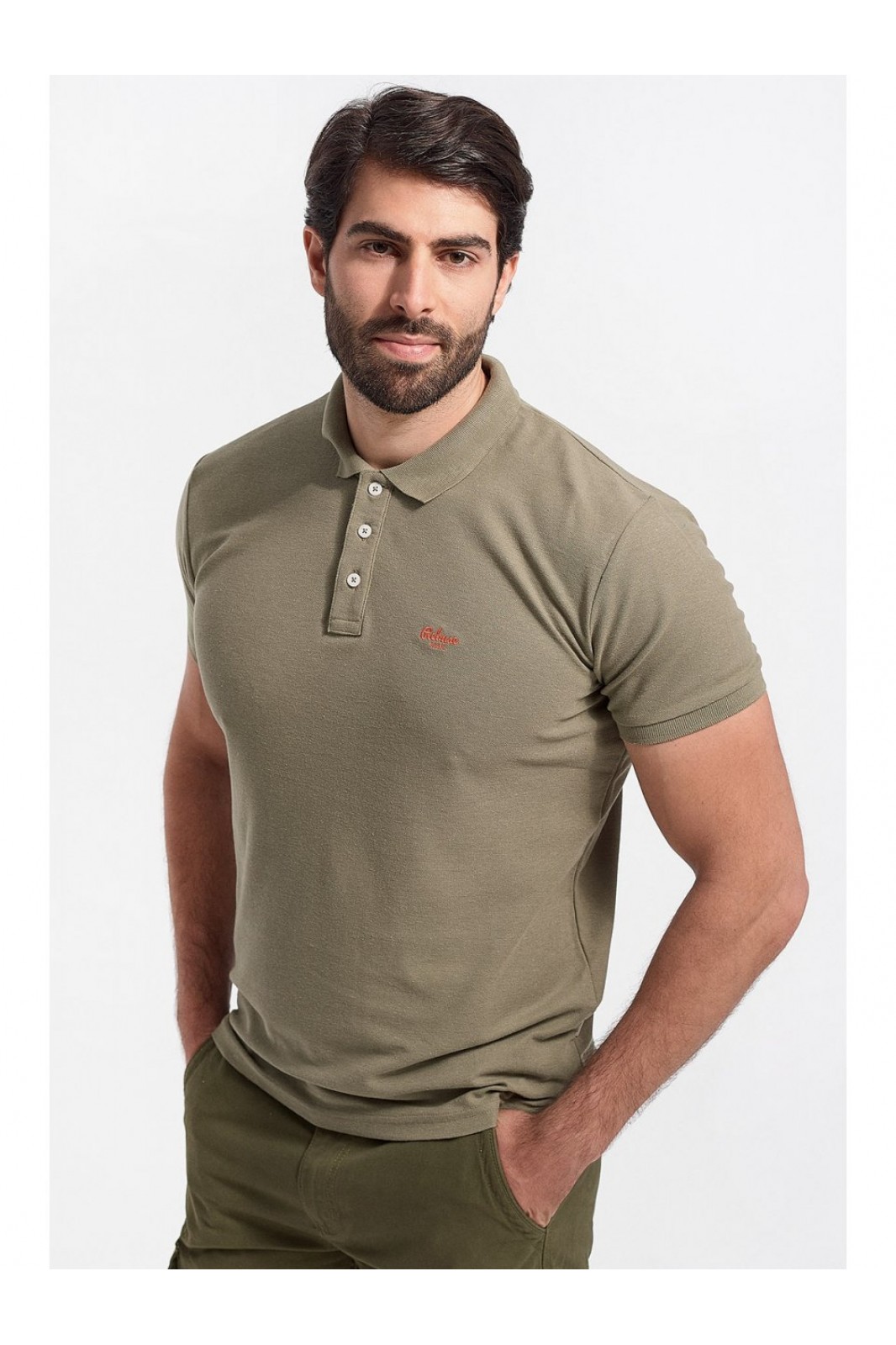 Mens Polo Pique REBASE RGS 32S KHAKI Mens Polo Pique REBASE RGS 32S KHAKI