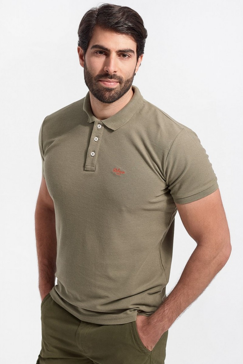 Mens Polo Pique REBASE RGS 32S KHAKI
