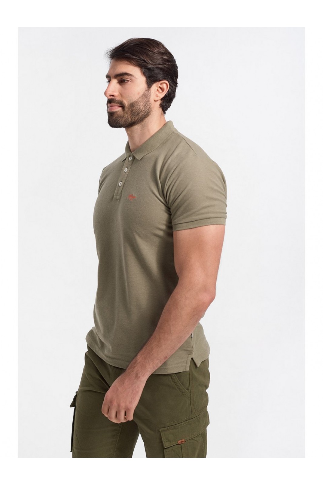 Mens Polo Pique REBASE RGS 32S KHAKI