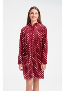 Fluffy fleece robe Polka dot Bordeaux