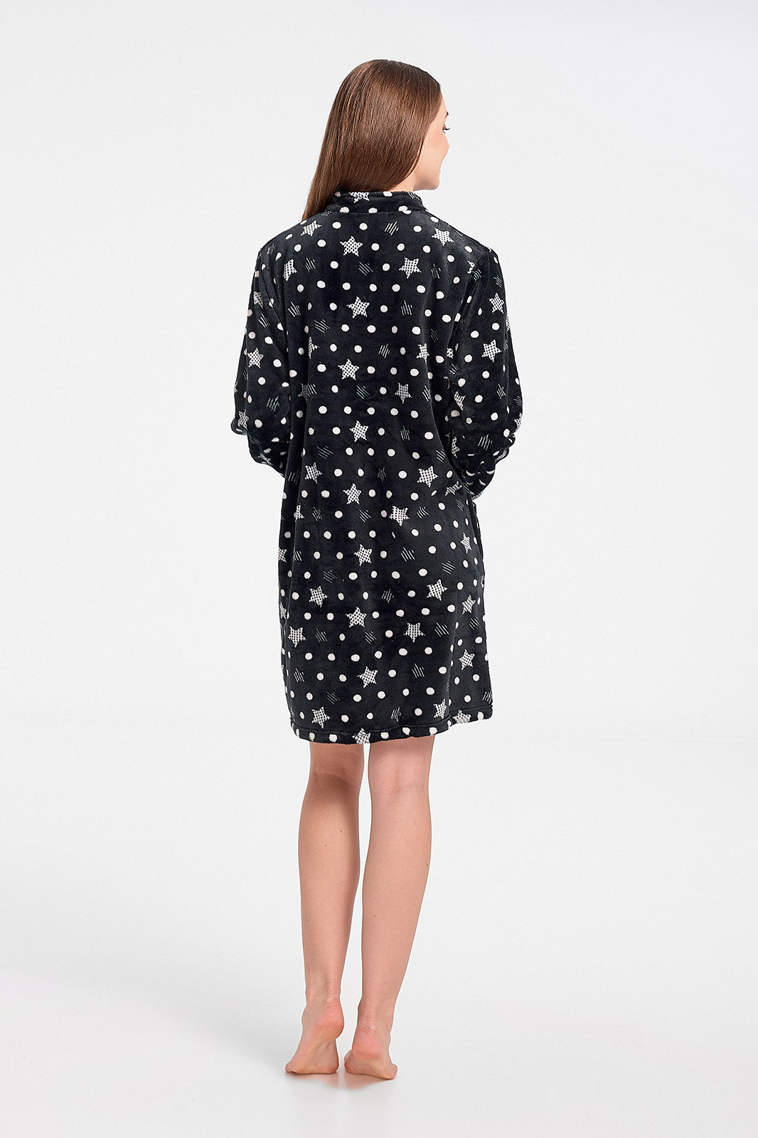 Fluffy robe STARS Polka dots NAVY