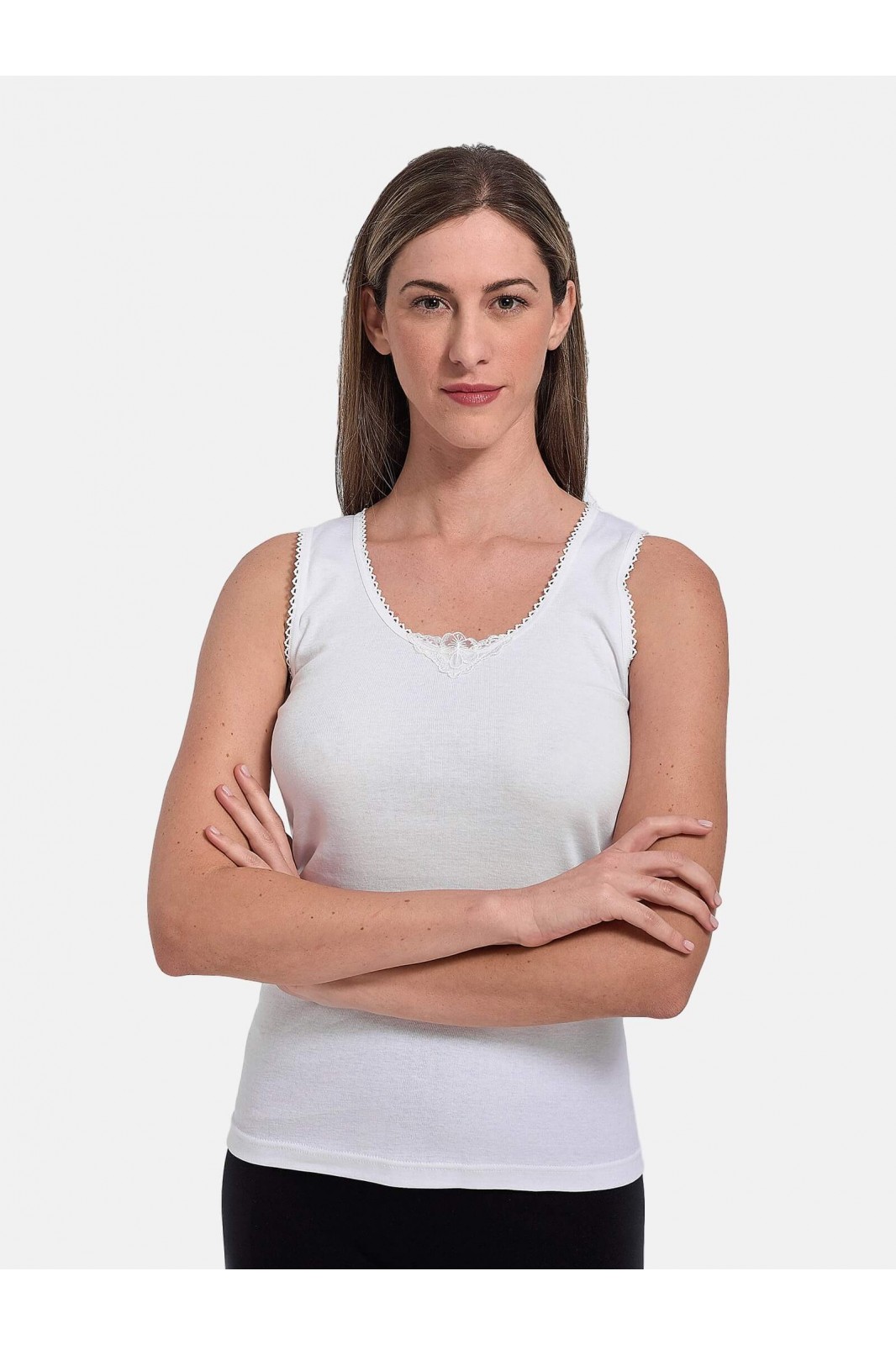 Classic undershirt with straps and motif - SOFT - 100% Cotton