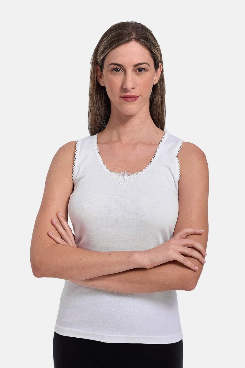 Classic undershirt with straps and motif - SOFT - 100% Cotton