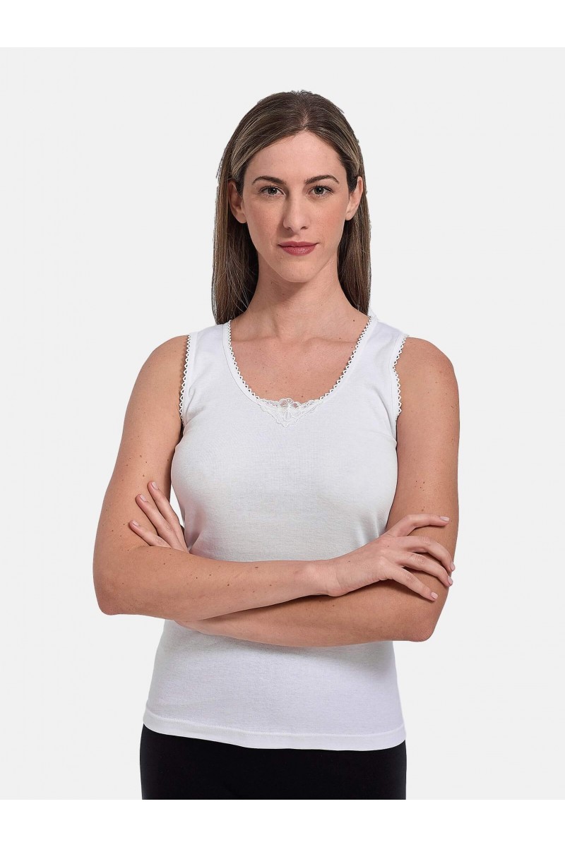 Classic undershirt with straps and motif - SOFT - 100% Cotton