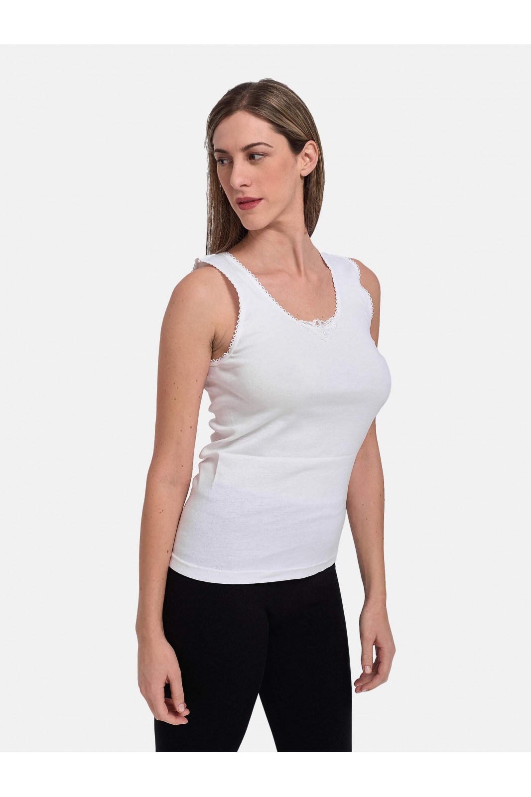 Classic undershirt with straps and motif - SOFT - 100% Cotton
