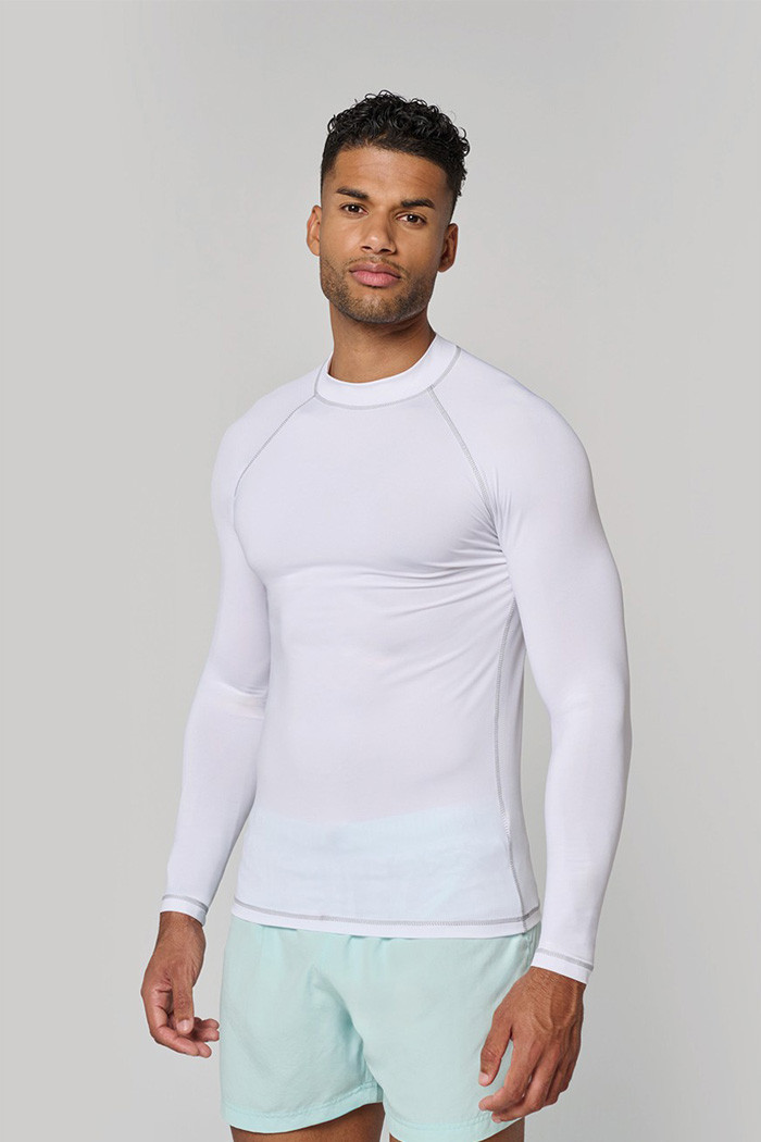 White Kariban PA4017 long-sleeve UV protection rashguard