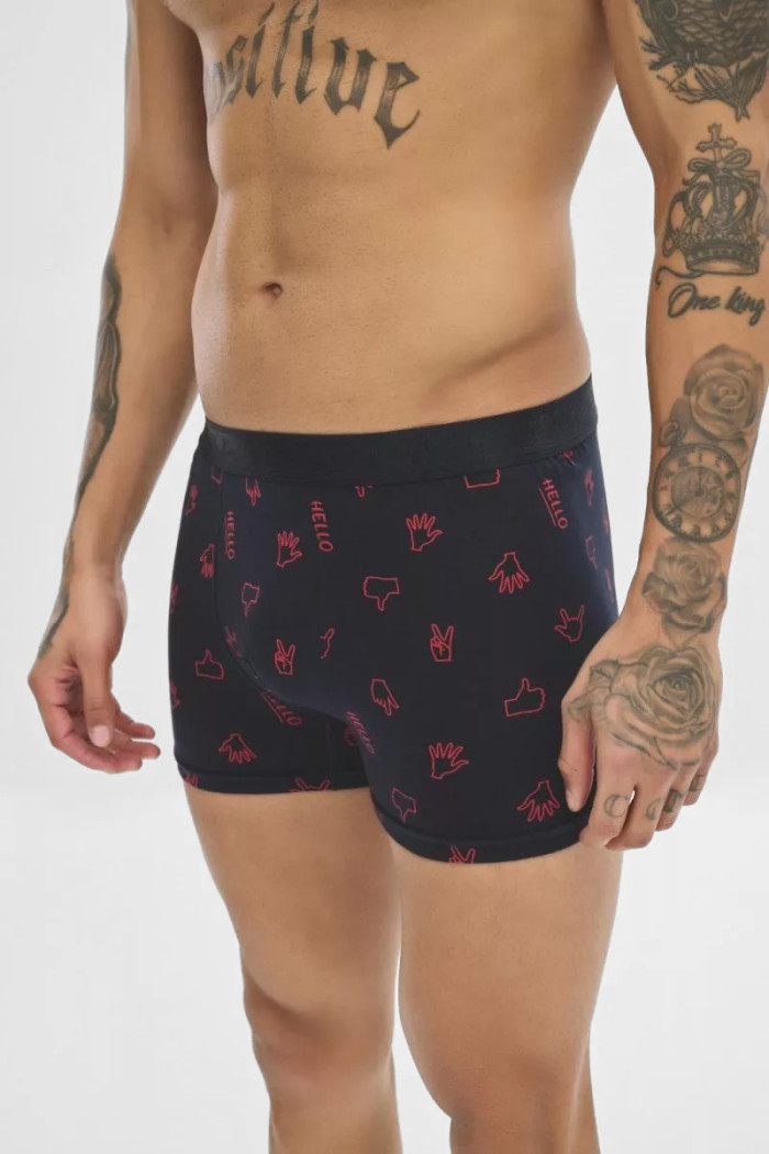 SOMA men's Hello boxer shorts 2-pack with one solid-colour and one printed pair