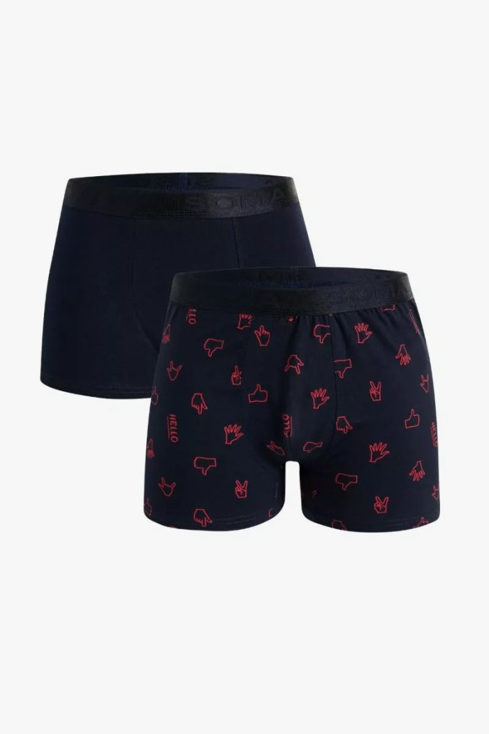 SOMA men's Hello boxer shorts 2-pack with one solid-colour and one printed pair