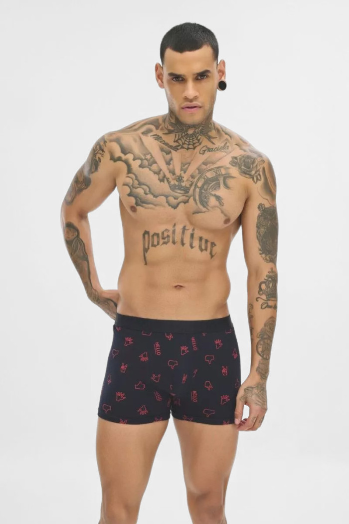 SOMA men's Hello boxer shorts 2-pack with one solid-colour and one printed pair