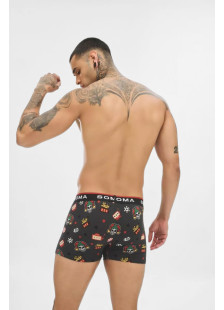 Men's SOMA Lucky Seven boxer briefs with colourful designs and an exposed elastic waistband
