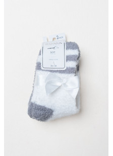 SOMA women's fluffy socks 2-pack with one patterned pair and one solid-colour pair with coloured heel