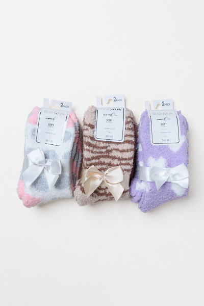 SOMA Women's Fleece Socks Sheep Design 2-Pack 6432