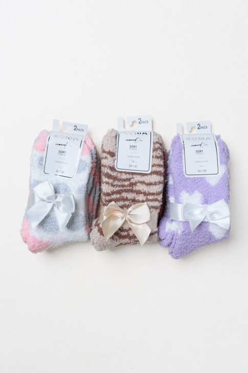 SOMA Damen-Flauschsocken mit Schafmotiv 2er-Pack 6432