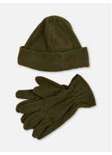 Hat and Fleece Gloves Set STAMION KHAKI