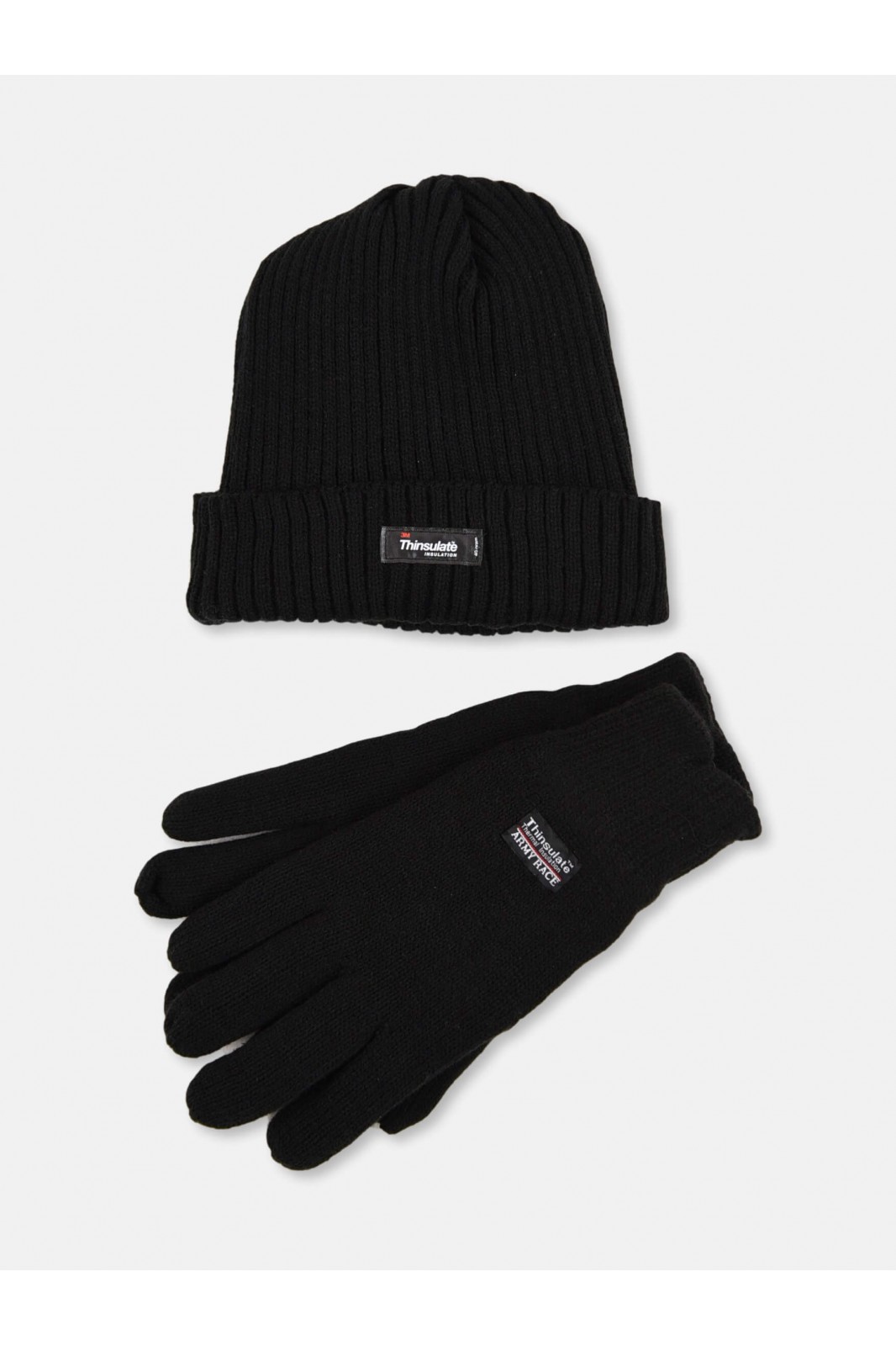 Knitted Hat and Gloves Set THINSULATE Black