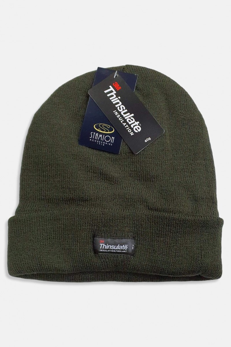 Knitted beanie UNISEX THINSULATE - Khaki and Black