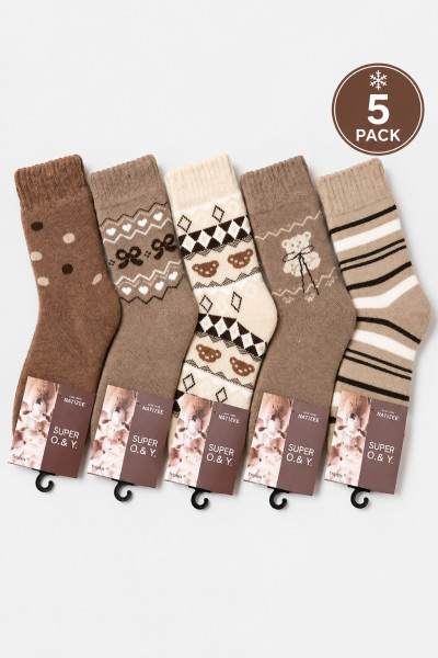 SUPER Q&Y Women’s Winter Socks, 5 Pairs QY15-WZ3-20