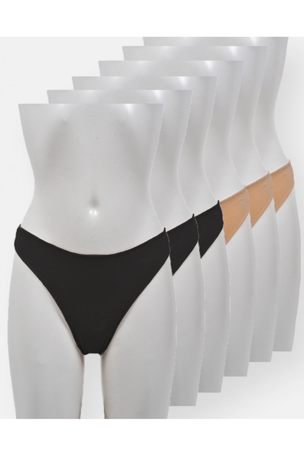 INVISI Monochrome Cotton panties, Black - Beige (6 Pack)