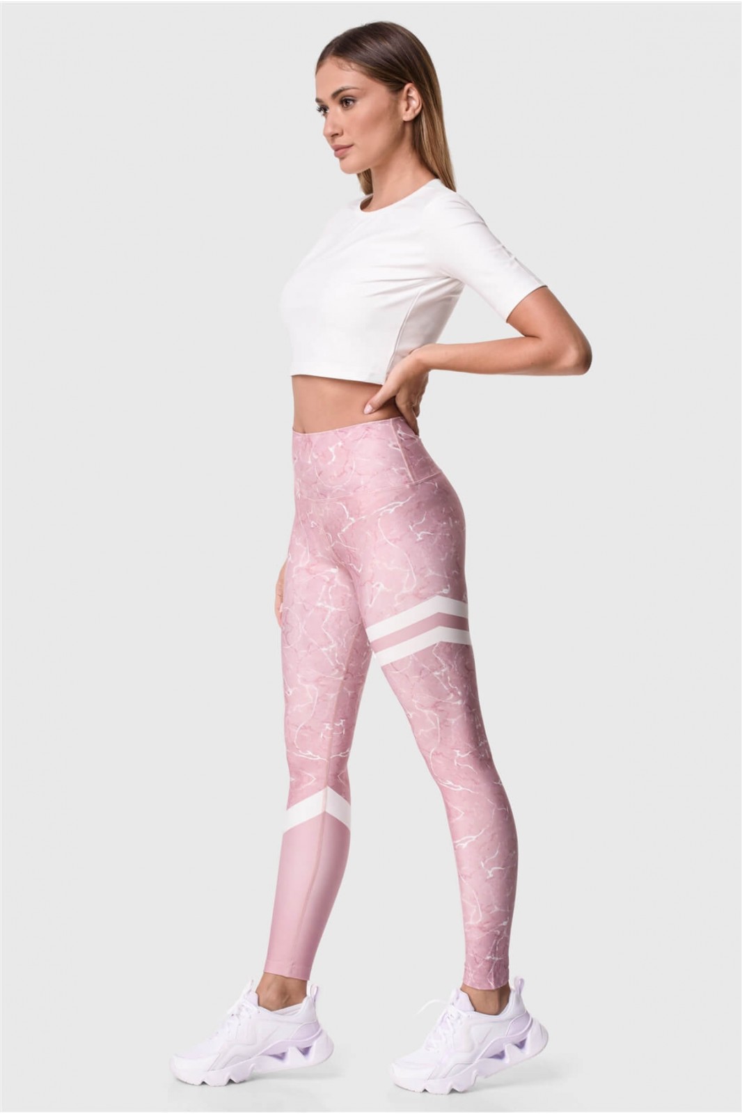 Sports leggings Superstacy Pink Marble PUSH UP