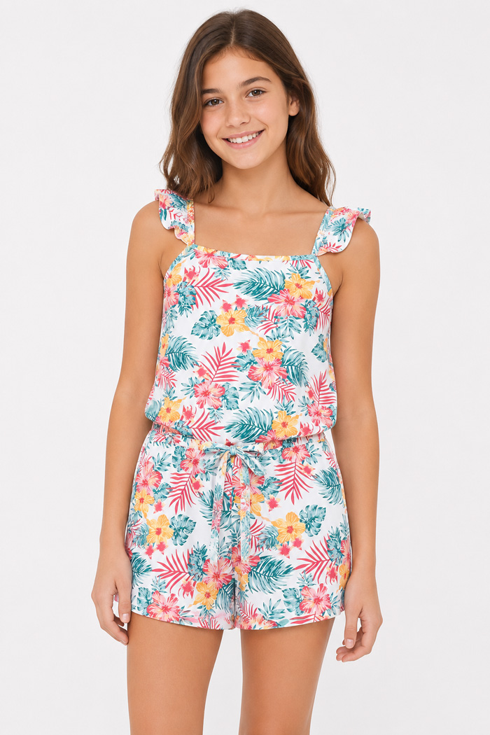 TRAX Flowers girls' floral playsuit with shorts 43136