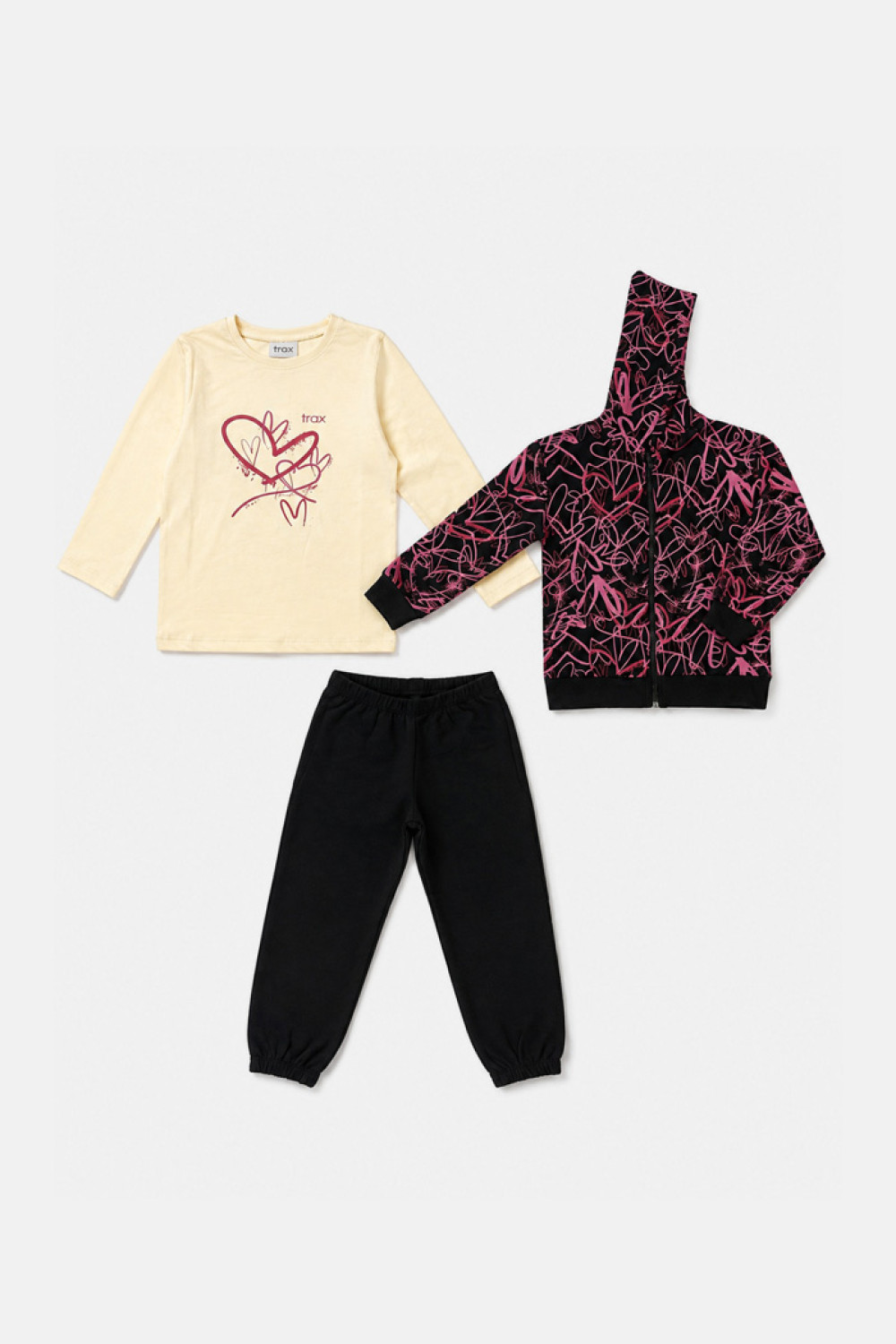 TRAX Hearts 50644 girls’ 3-piece set with hooded jacket