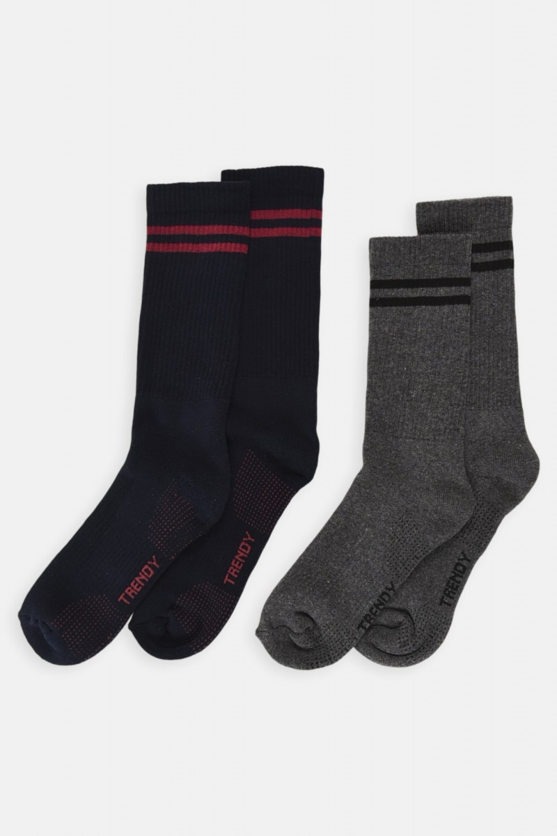 Sports socks TRENDY 2 Pack Blue and Dark Grey