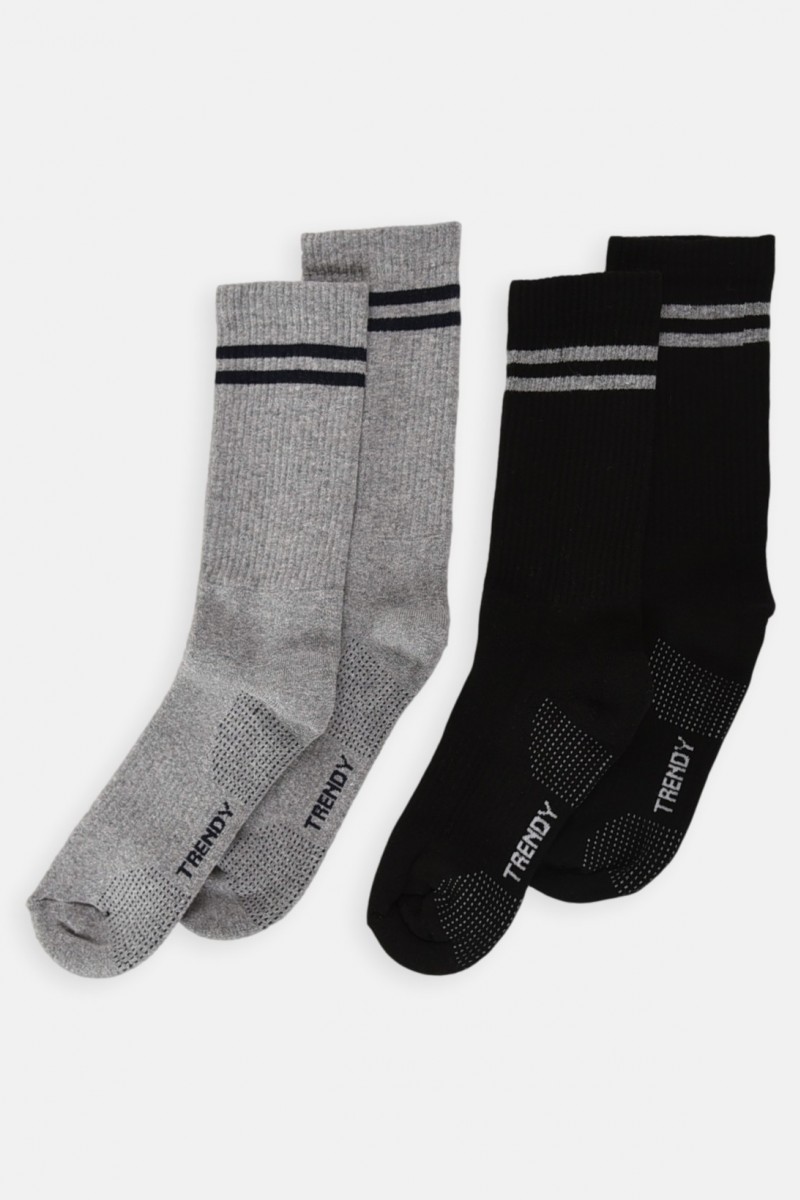 Sports socks TRENDY 2 Pack Grey and Black