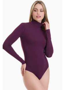 WALK W2225_39 Stretch Bamboo Turtleneck Bodysuit – Aubergine