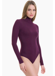 WALK W2225_39 Stretch Bamboo Turtleneck Bodysuit – Aubergine